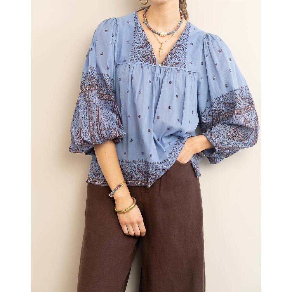NEW ANTIK BATIK johri blouse in blue